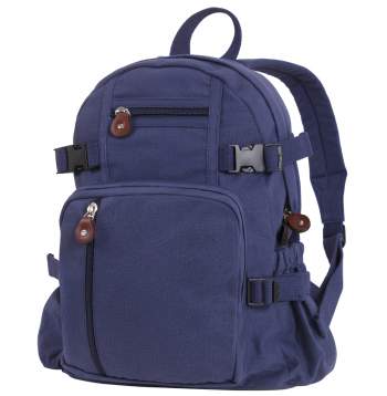 Blue fabric backpack on white background