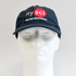 Blue baseball cap with nysci logo on mannequin head - front view