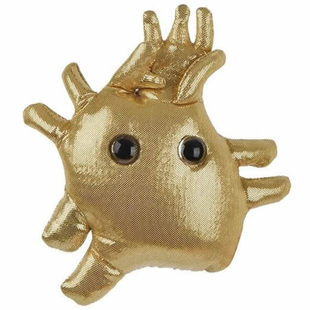 Gold colored plush heart toy with eyes