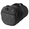 back/side view of black duffel bag