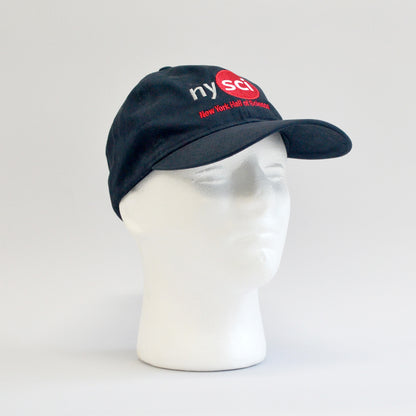 Navy blue Baseball cap with NYSCI logo and lettering in red. Right facing view