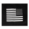 Closeup of black and white American Flag flying backwards