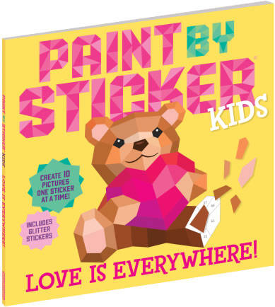 Front cover of Paint By Sticker - Love is Everywhere book shown at an angle