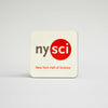 Drink coaster with the logo of the New York Hall of Science