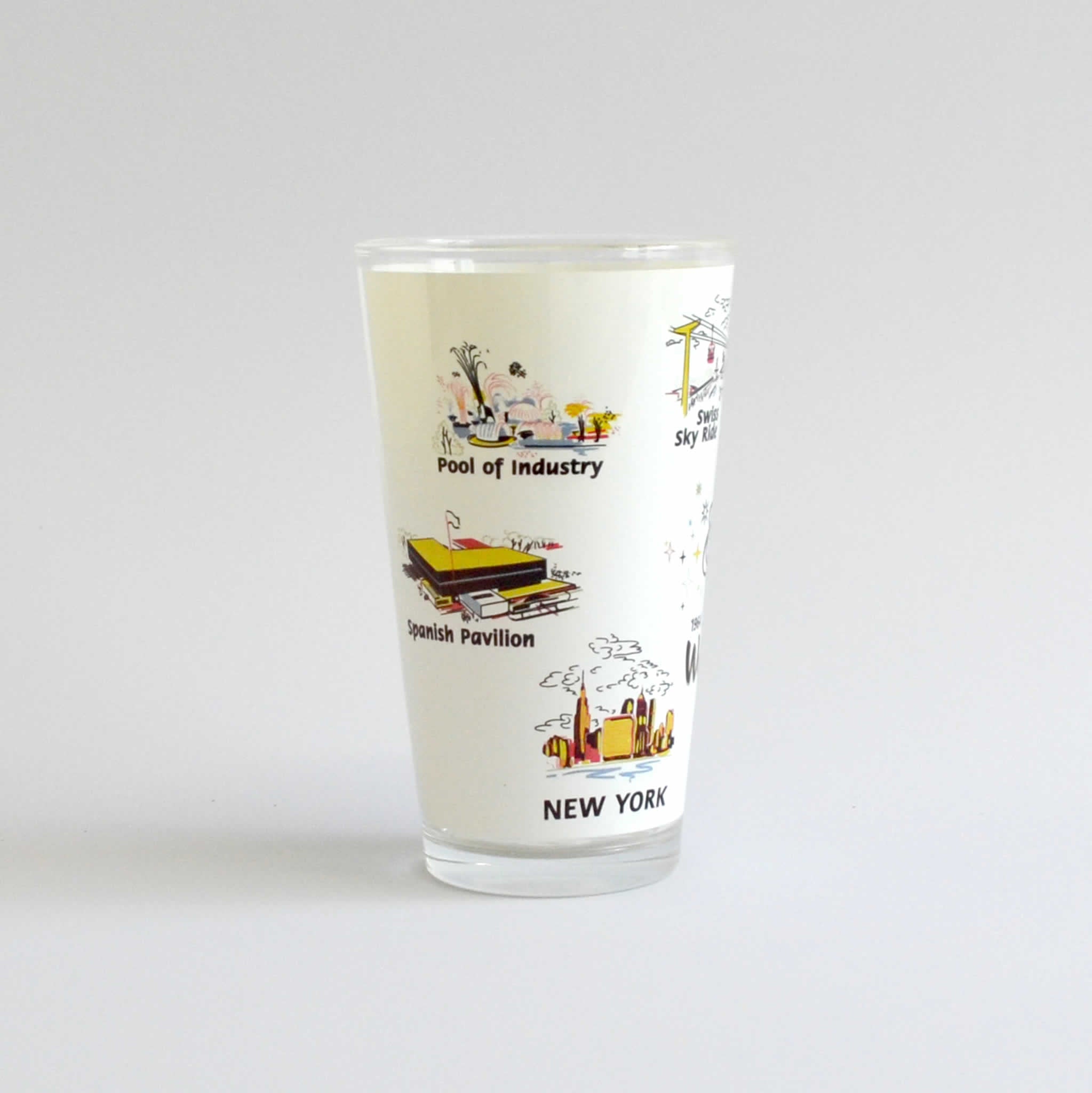 Drinking glass with images from the 1964 World&