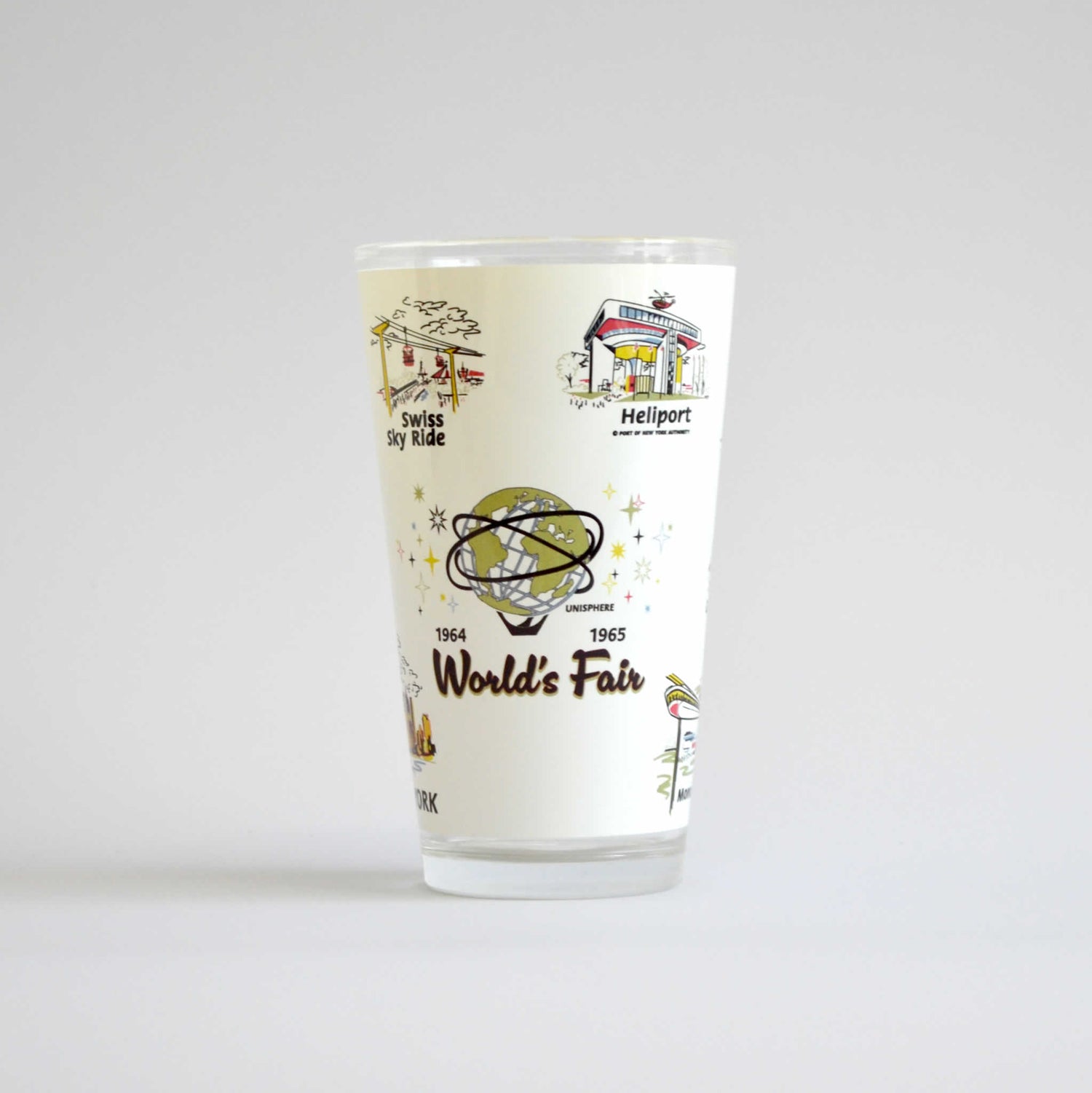 Drinking glass with images from the 1964 World&