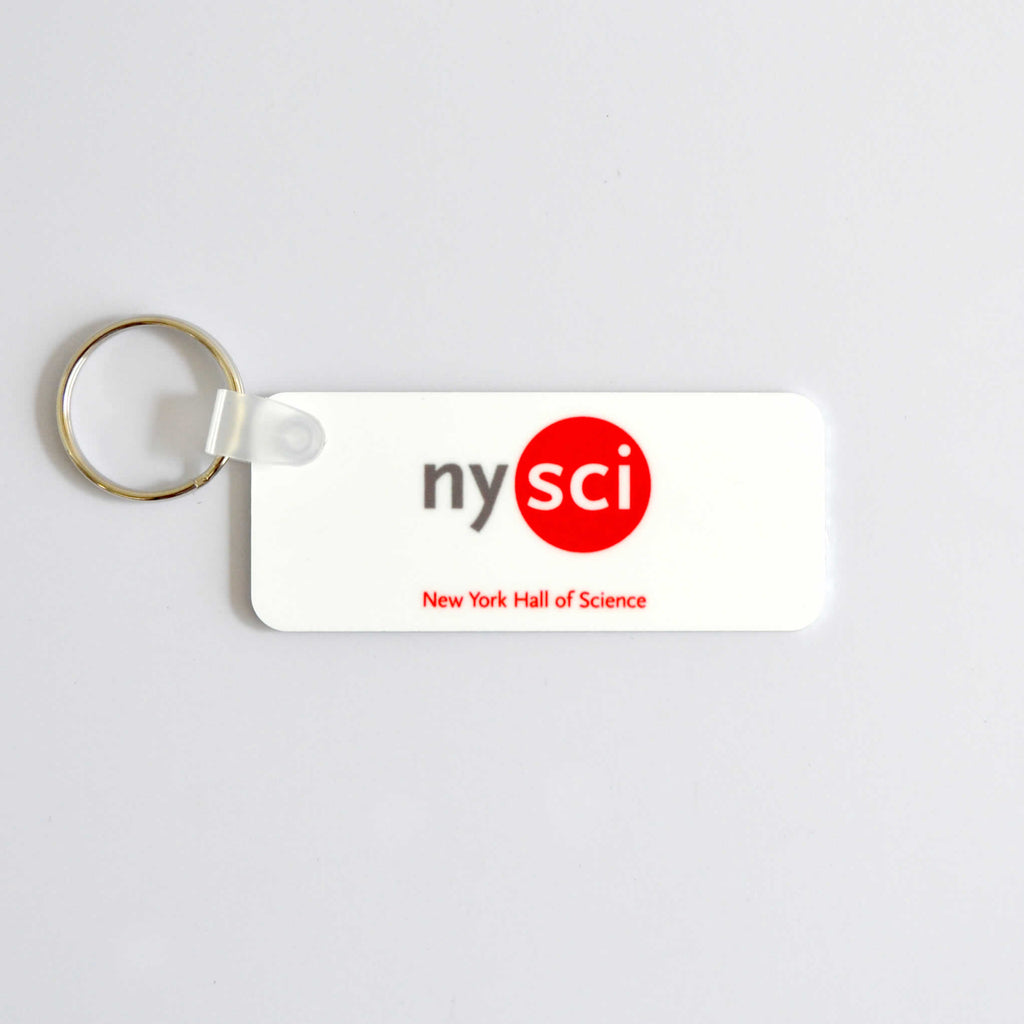 Keychain with nysci logo on white background