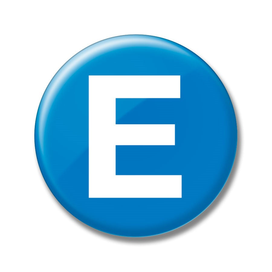 Round magnet with the blue logo for the E Line