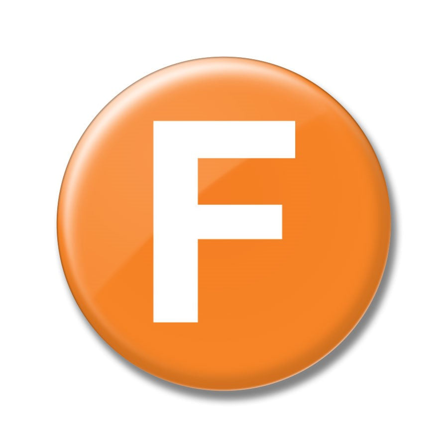 Round magnet with the orange logo for the F Line