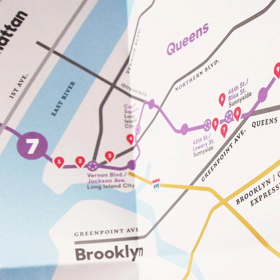 Colorful map of Queens with 7 Train indicated