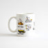 White mug with images of buildings from the 1964 World&