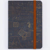 Dark blue notebook with math equations the cover - Front view