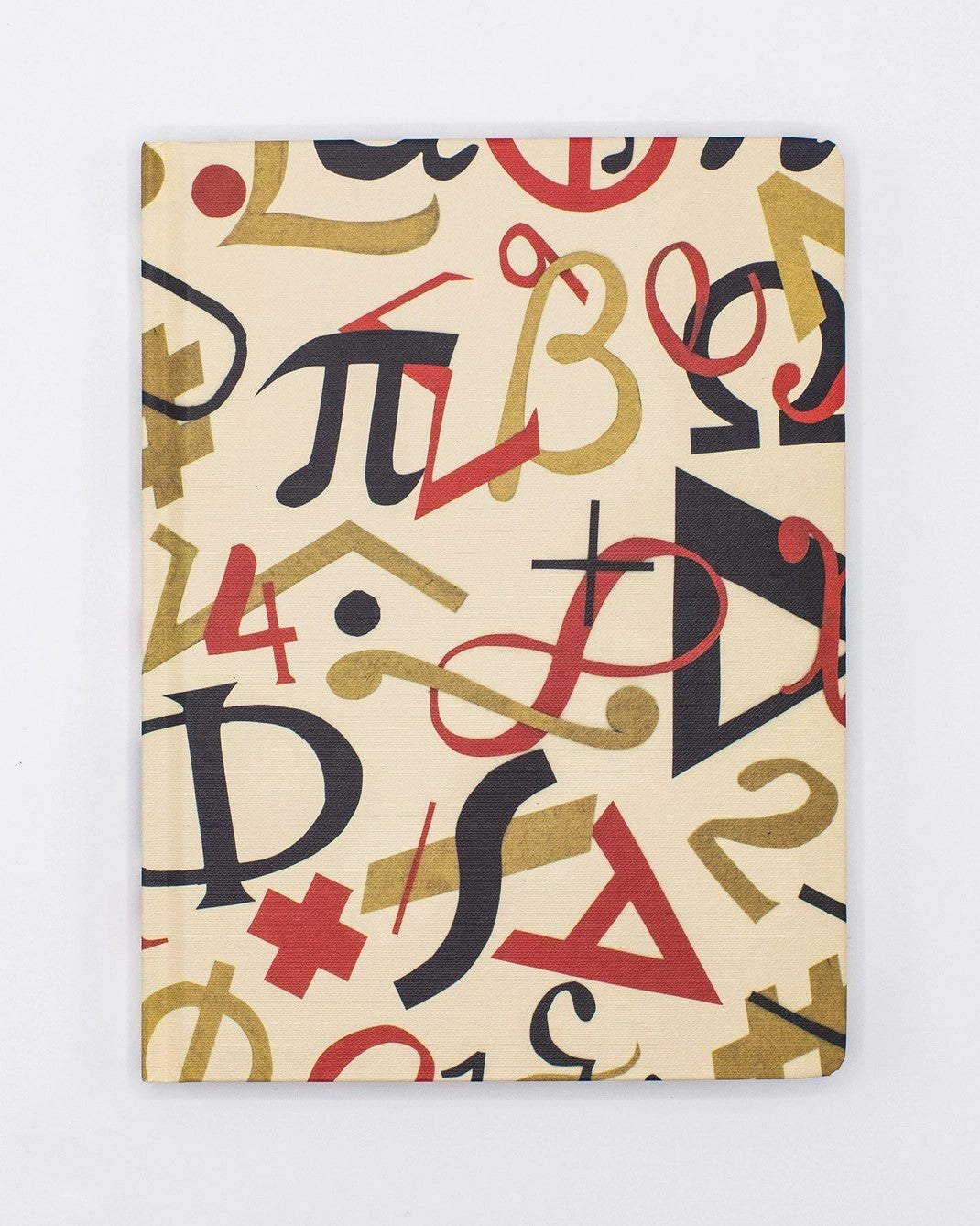 Notebook with colorful math symbols drawn on the cover