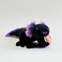 Black axolotl with purple ears and tail, front facing