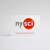 White postcard with the nysci logo and the words New York Hall of Science