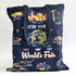 Blue tote bag with images of the world&