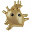 Gold colored plush heart toy with eyes